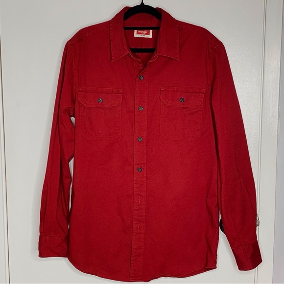 Men’s Vintage Wrangler EST. 1947 Red Cotton Button Down Casual Shirt Size S/P - Picture 3 of 12